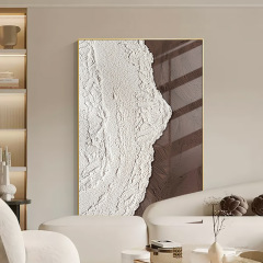 Modern light luxury living room large floor-to-ceiling painting cream three-dimensional texture entryway wall art abstract wave restaurant decoration painting
