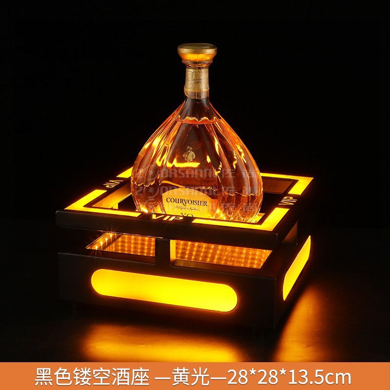 Portavino hueco negro luz amarilla