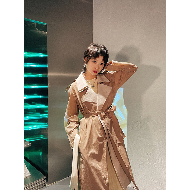 設計師女裝 複古拼接系帶風衣