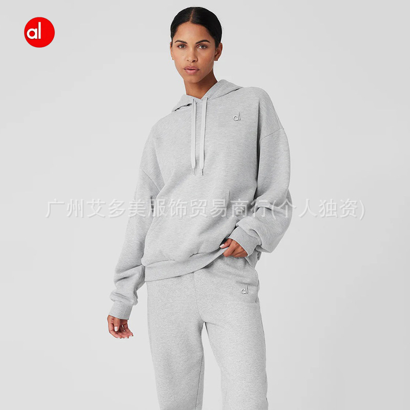 alo跨境秋冬运动连帽卫衣印花LOGO标宽松男女同款保暖卫衣套装|undefined