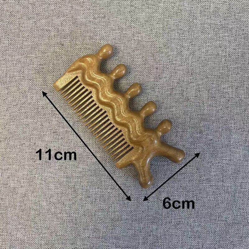檀木按摩梳多功能头皮经络按摩梳太极鱼两用五齿头部经络梳|undefined