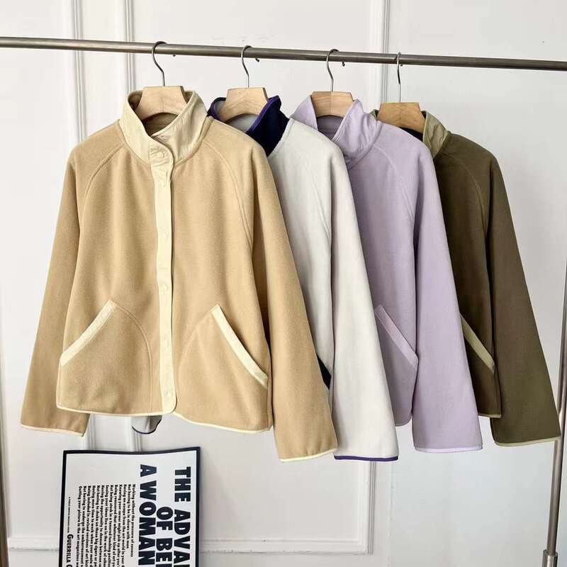 Women's Lightweight Fleece Jacket Autumn and Winter Fleece Loose Warm Jacket Outdoor Windproof Jacket Liner Po17323