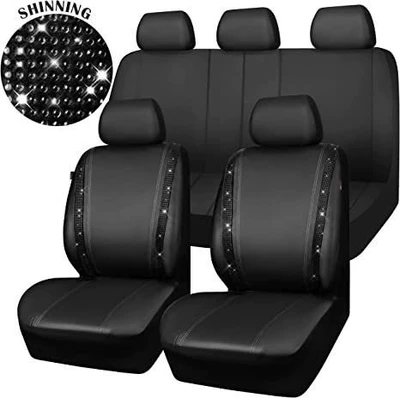 Universal seat cover — Black Diamond-Studded Waterproof Car