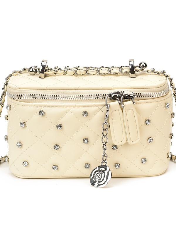 Xiaoxiang estilo de diamantes bolsos de moda de cadena para mujeres 2026 nueva textura de alta calidad de moda con diamantes bolsos de mochila cuadrados