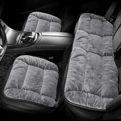 Car Seat Cushion Winter Fleece-Lined Car Seat Cushion Single Piece Short Plush Rear Thickeneded Warm Three-Piece Set Car Supplies (Wool pad) - space-gray-comfortable-baby-fleece-automatic-temperature-lock-3-piece-set-for-front-and-rear-rows