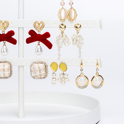 简约现代圆盘可拆卸首饰架多层耳环项链收纳架五层饰品展示架子