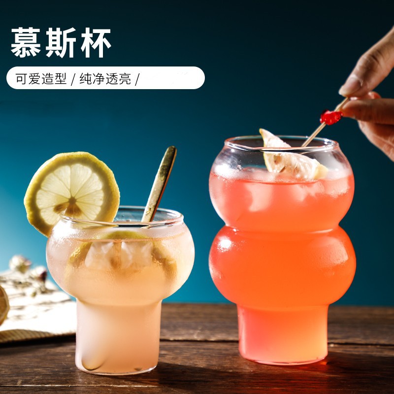 Forma de calabaza transparente taza de cóctel creativo vidrio borosilicato bebida jugo taza hogar verano bebida fría taza