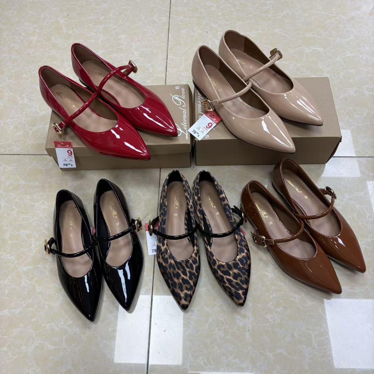 Fashionable cross-border leather shoes, new spring collection, pointed-toe, buckle-strap, wedge-heeled, women's fashion shoes