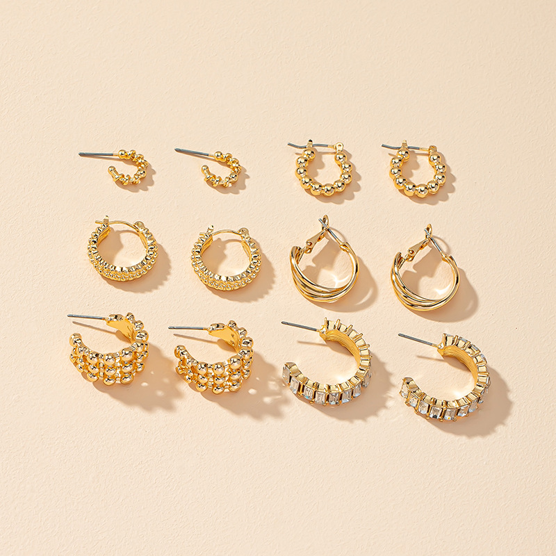 6 Pairs Of Basic Hoop Earrings Multi-piece Set Autumn And Winter New Fashion Earrings display picture 1