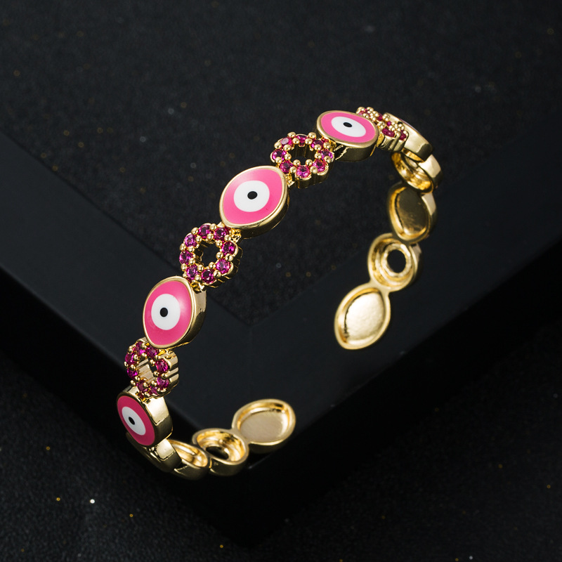 fashion new copper gold-plated dripping oil devilu0027s eye open bracelet