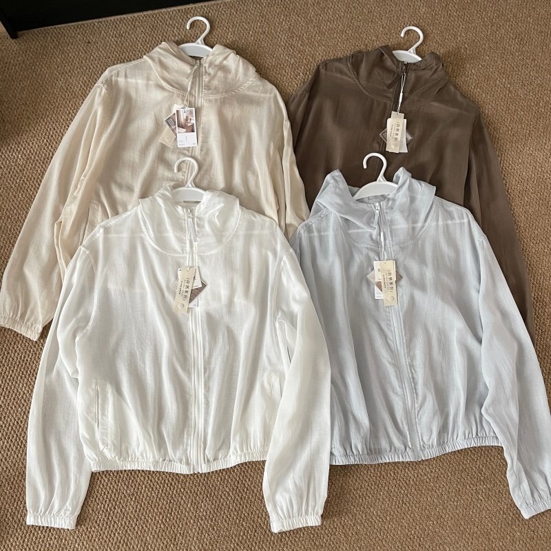 78.3% Lyocell + 11.5% Linen~ Lightweight, Breathable Tencel Linen Hooded Zip-Up Sun Protection Jacket