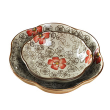 批發梅花盤子 5寸 7寸青花盤子日韓和風式陶瓷仿古餐具 果盤湯盤