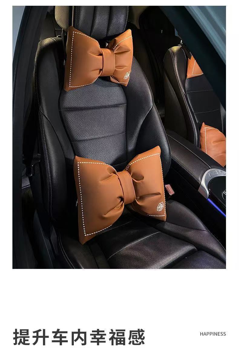 Car Seat Cushion, All-Season Use, Chanel-Style Goddess Design, Popular Camellia Flower Breathable Car Lumbar Support Cushion