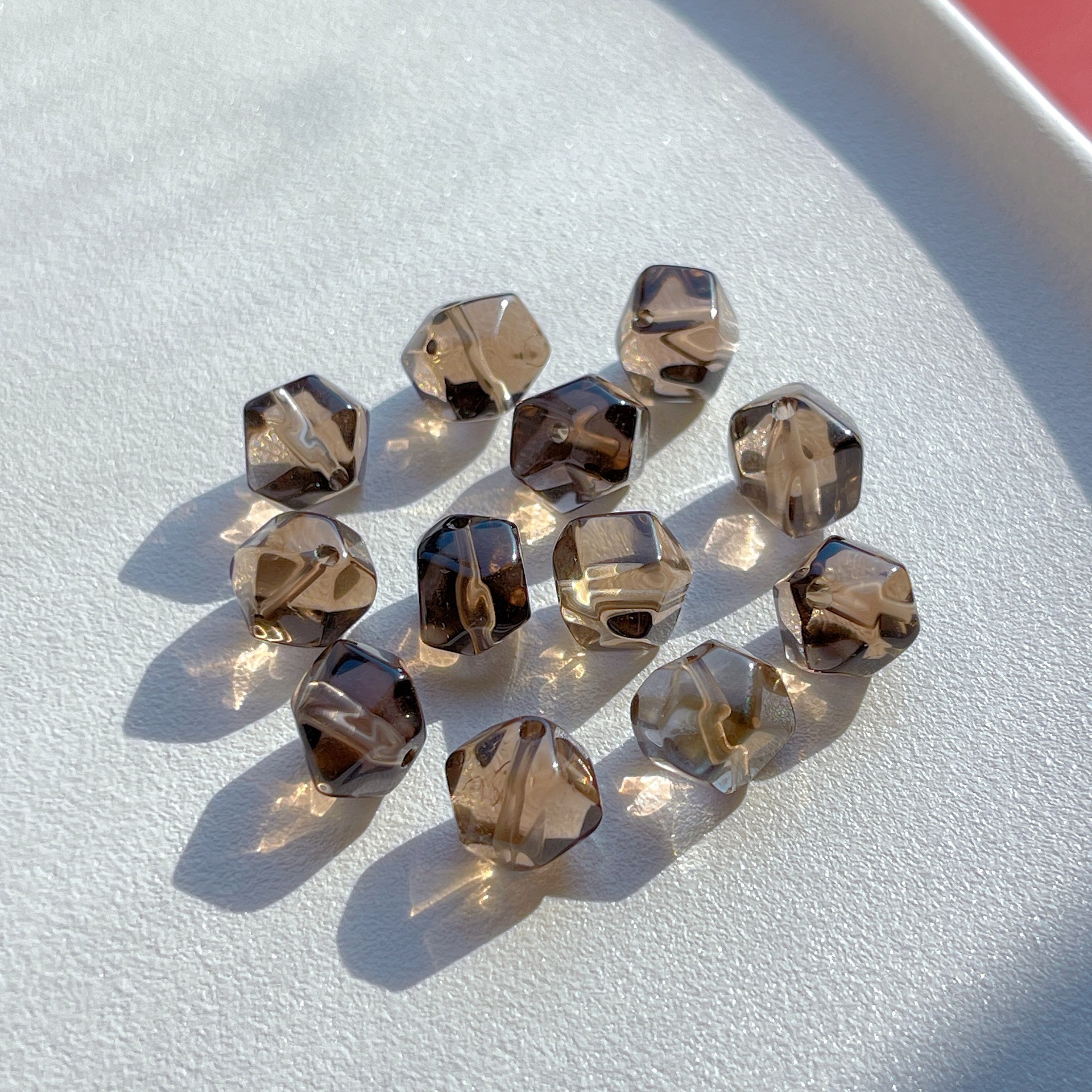 Natural Tea Crystal DIY Jewelry Accessories Single Beads Accompanying Faceted Loose Beads Spacer Crystal Jewelry Bracelets with Beads