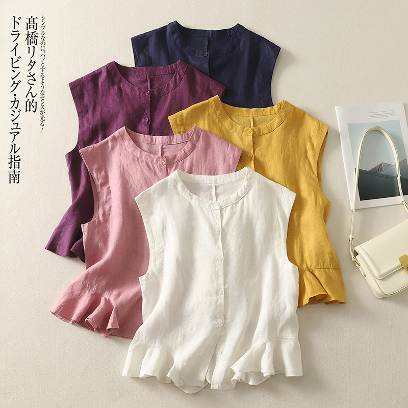 Actual Photos of the 2026 Summer New Style: Lively and Playful~ Breathable Linen/Lace Hem Shirt, Slimming Single-Breasted Vest Actual Photos of the 2026 Summer New Style: Lively and Playful~ Breathable Linen/Lace Hem Shirt, Slimming Single-Breasted Vest