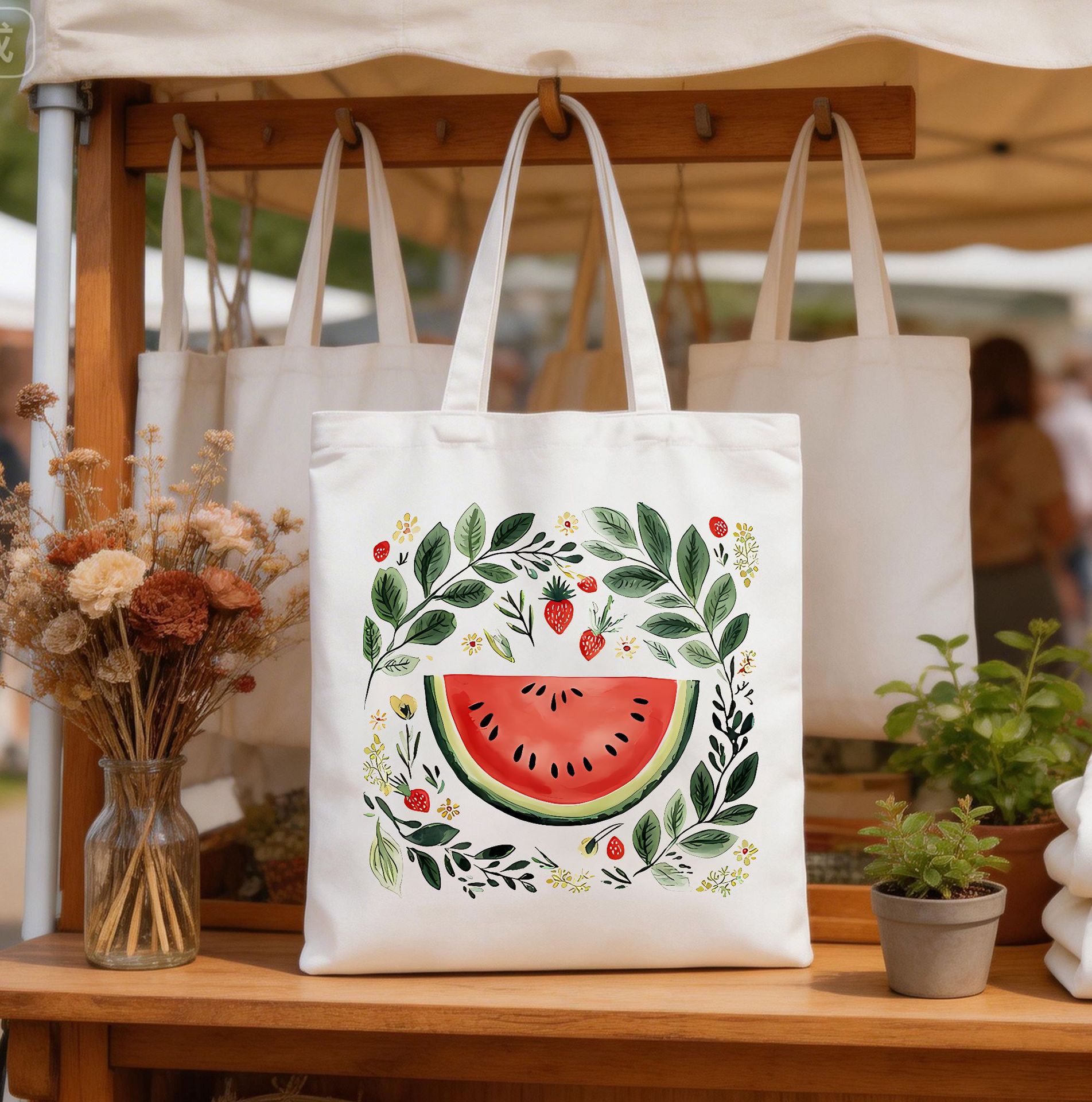 Serie de frutas de impresión de cereza bolsas de lona bolsas de hombro bolsas plegables bolsas de mano bolsas de compras Amazon explosión comercio exterior