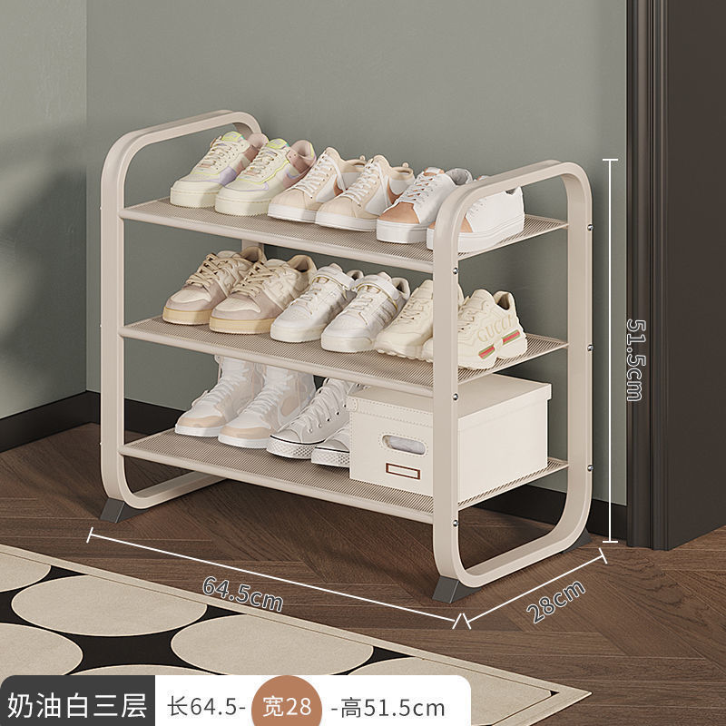 超薄入户门简易鞋架挂衣一体架全金属鞋帽架挂包门口多层置物家用|undefined