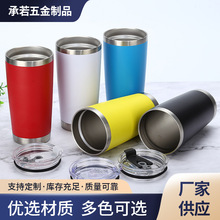 亚马逊20oz汽车杯车载大容量冰霸杯双层真空不锈钢啤酒吸管保温杯