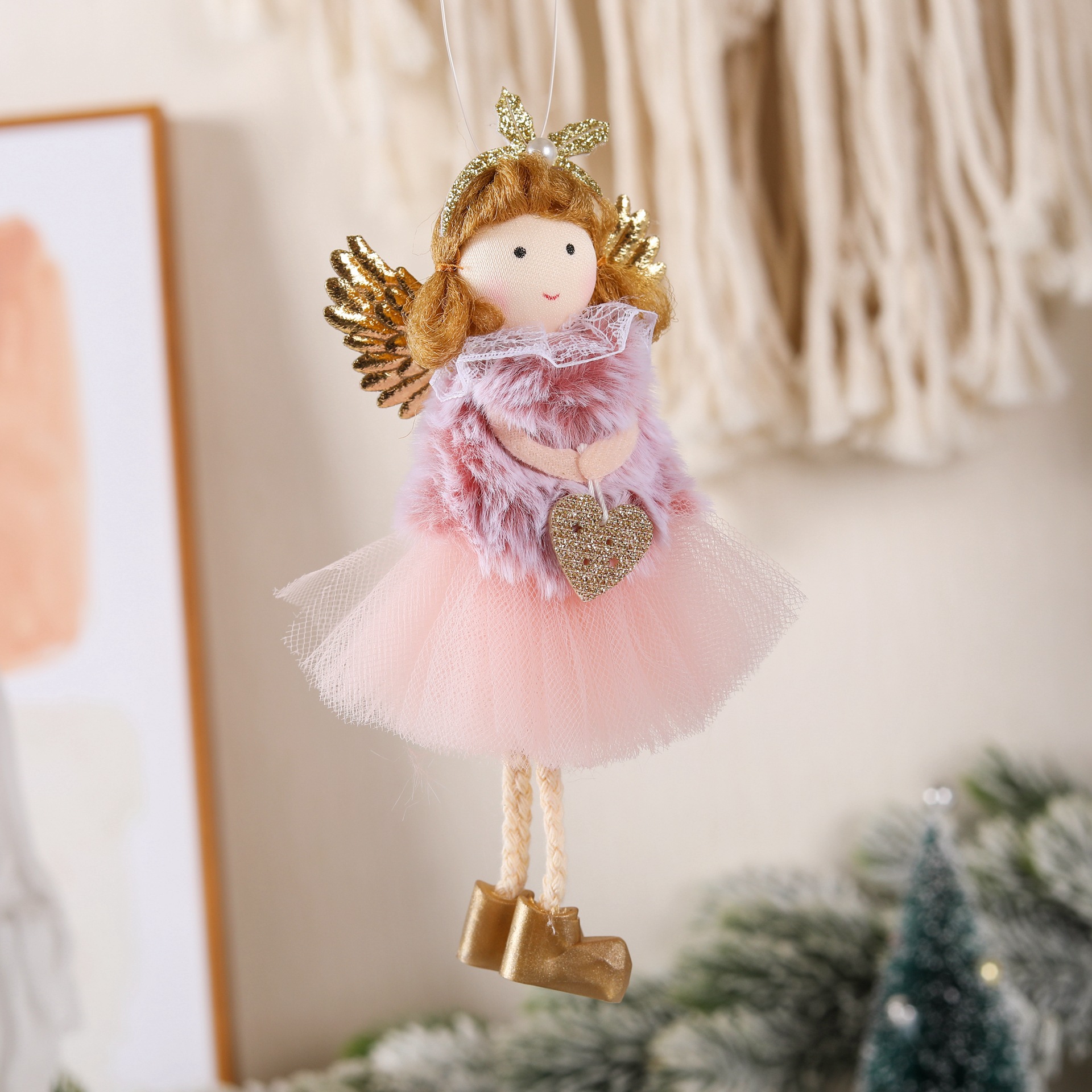 New decorations cute plush headband angel home decoration Christmas tree pendant_voghion.com