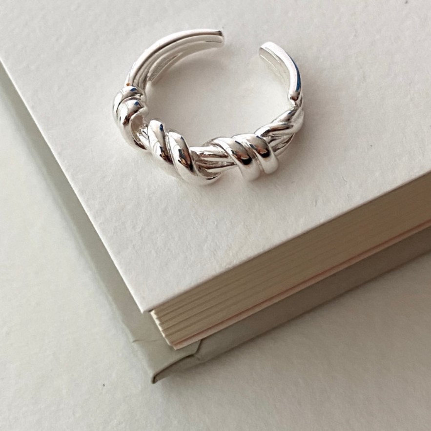 1 Stück Einfacher Stil Knoten Sterling Silber Überzug 18 Karat Vergoldet Offener Ring display picture 5