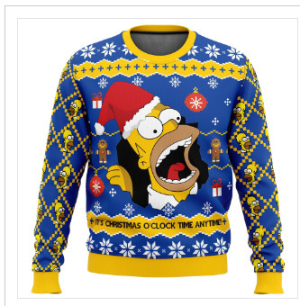 Linda asta asta Santa Claus estampado 3D hombre casual todo fósforo hombro recto manga larga suéter suelto cuello redondo suéter