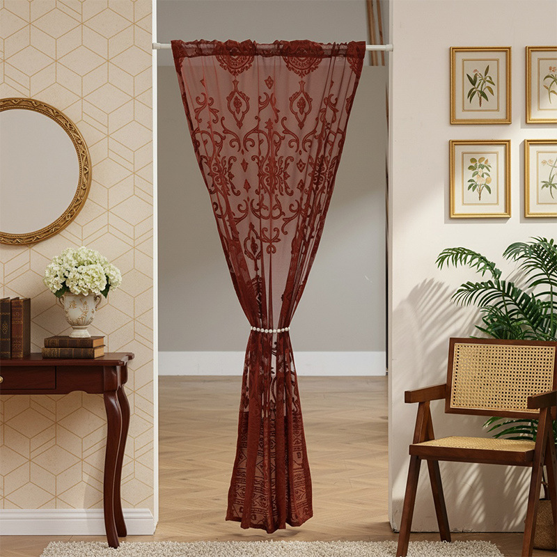 Nuova tenda per porta in stile americano, leggera e lussuosa, per la decorazione della camera da letto, non trasparente, divisorio per finestra, velo._voghion.com