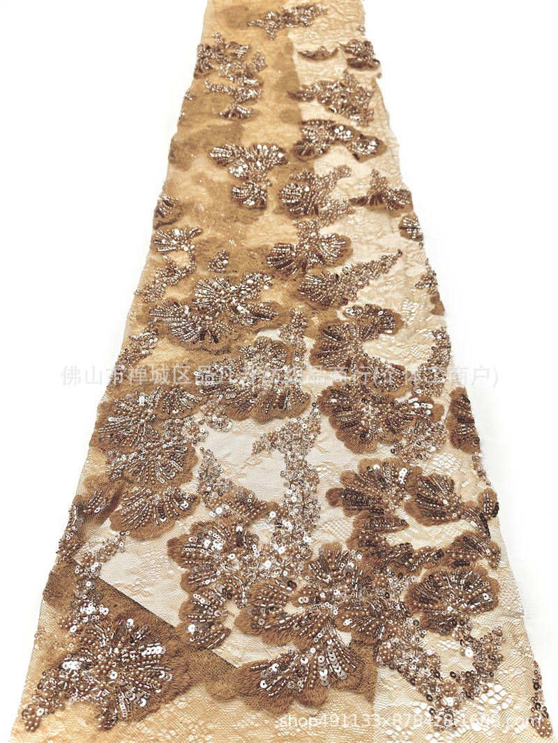 3D estereoscópio contraposición perlas tela de encaje vestido de boda ropa de moda tela de vestido comercio exterior transfronterizo mayorista image 10
