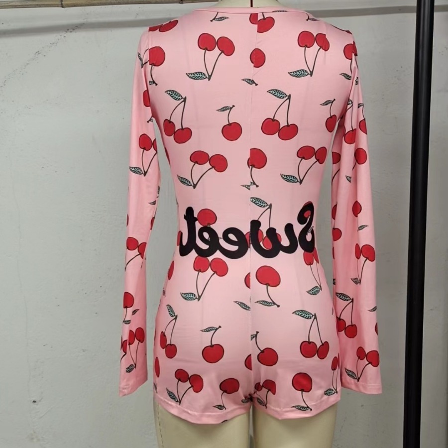 Amazon estación independiente primavera y verano nuevos productos de ropa de mujer europeas y estadounidenses transfronterizas impresión de cuerpo completo manga larga ropa interior humor junk