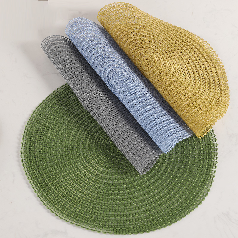 PE cojín trenzado redondo lavable antideslizante aislamiento térmico hotel cojín de mesa bohemia cojín de mesa de grado alimenticio