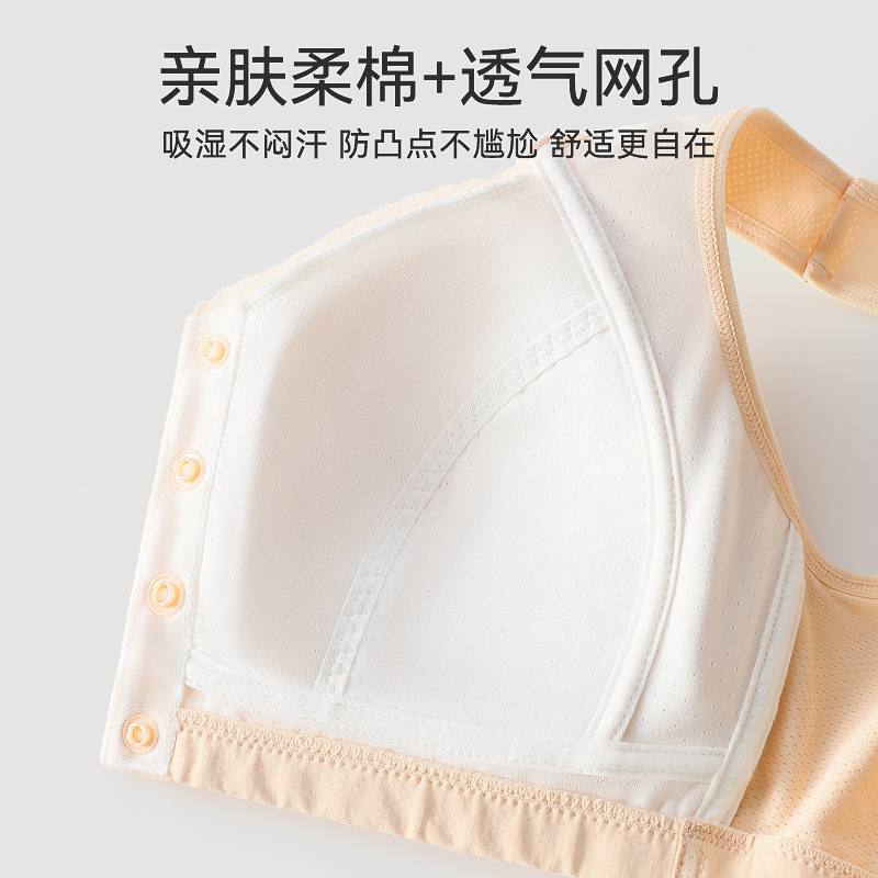 Ropa interior de madre sujetador con hebilla delantera para mujer sin anillo de acero para mujeres de mediana edad y ancianas, sujetador de chaleco fruncido de gran tamaño, estilo fino verano
