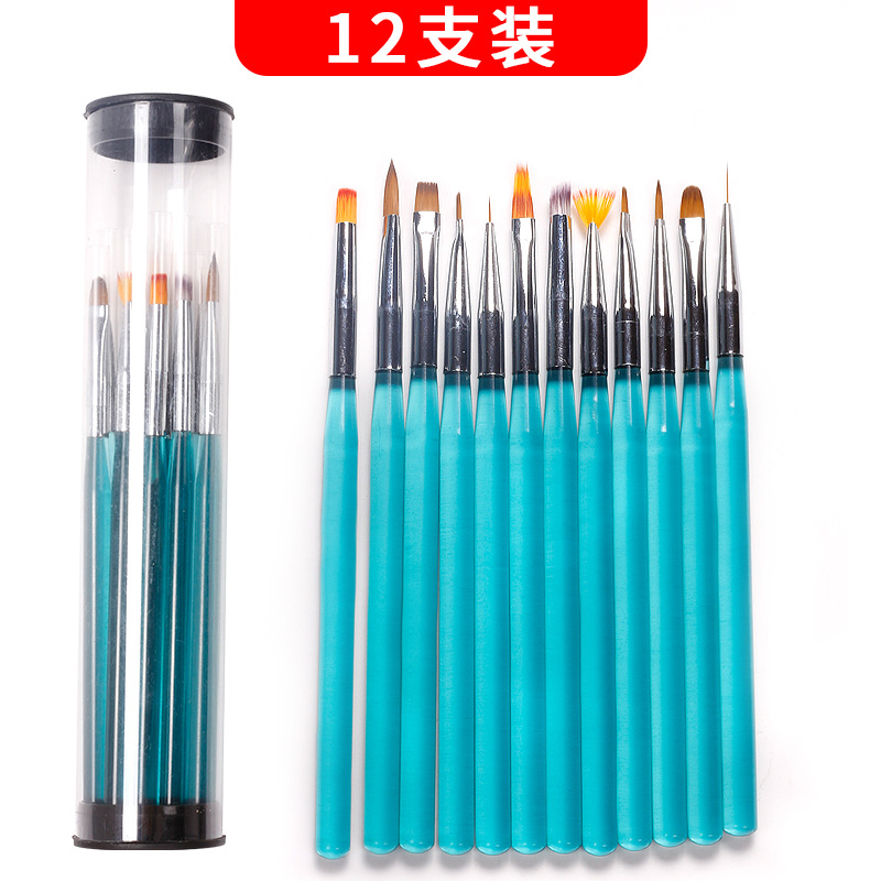 2022 Nuevo producto transfronterizo Juego de tubos de cepillos para uñas Bolígrafo de hilo Bolígrafo de fototerapia Juego de cepillos especiales para puntos de uñas