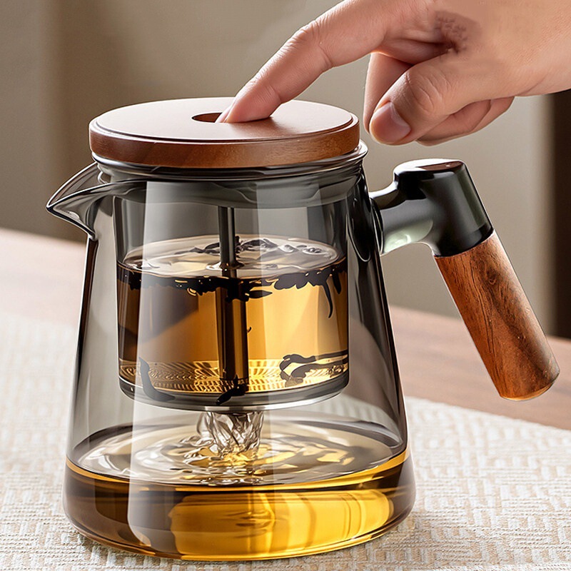 Yuanming Piaoyi Teapot One-Touch Tea-Water Separator High Borosilicate Glass Household Tea Set for Guests Kung Fu Tea Brewing Teapot Yuanming Piaoyi Teapot One-Touch Tea-Water Separator High Borosilicate Glass Household Tea Set for Guests Kung Fu Tea Brewing Teapot