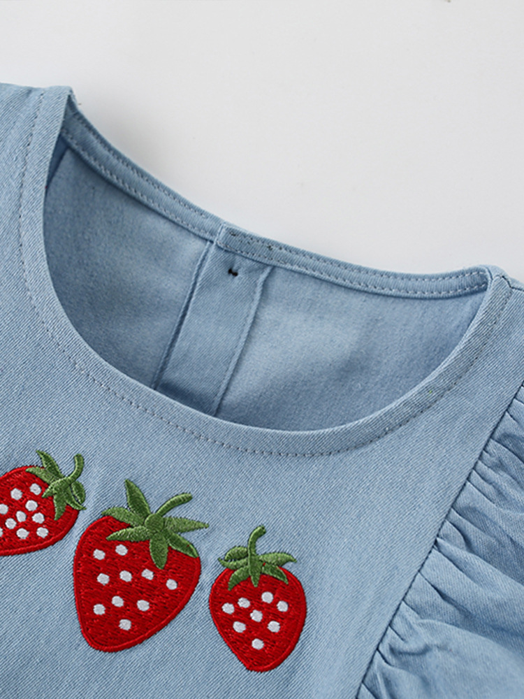Falda de mezclilla para niña malwee transfronteriza verano nuevo estilo de manga corta vestido de princesa de cuello redondo para niños europeos y americanos image 2