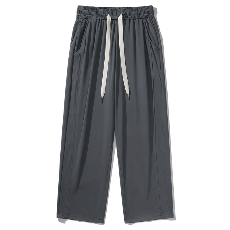 Elastic drape and quick drying air-conditioned pants for the summer of 2024, with a new cool feeling splicing and wide leg pants for men_voghion.com