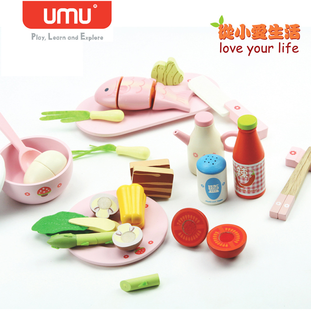 Pastelería de madera brunch juguete frutas y verduras corte imán corte jugar casa chica cocina juguete