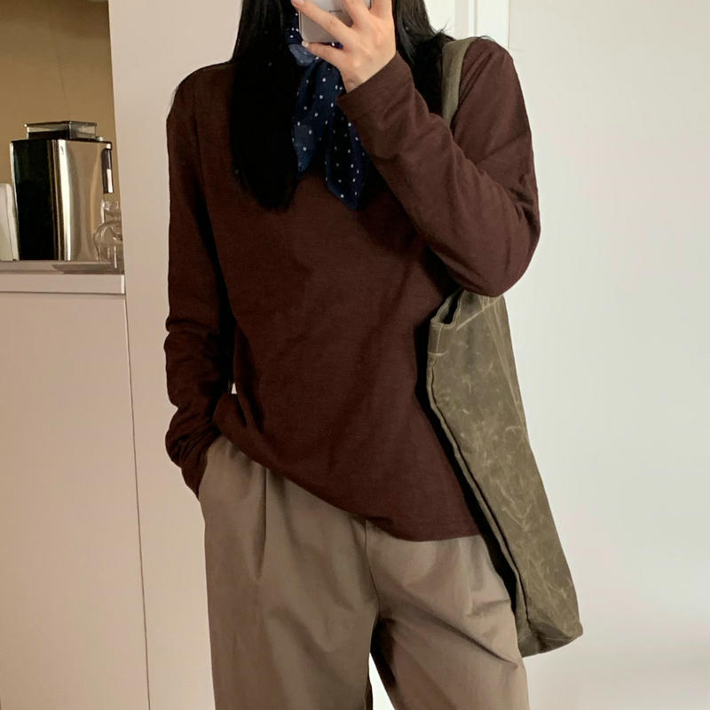女韩系简约百搭长袖T恤 慵懒风刺绣山羊长袖 T 3色 批发 0.22kg|undefined
