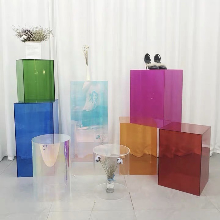 亚克力服装店中岛流水台橱窗装饰落地置物架陈列架展示台展示架