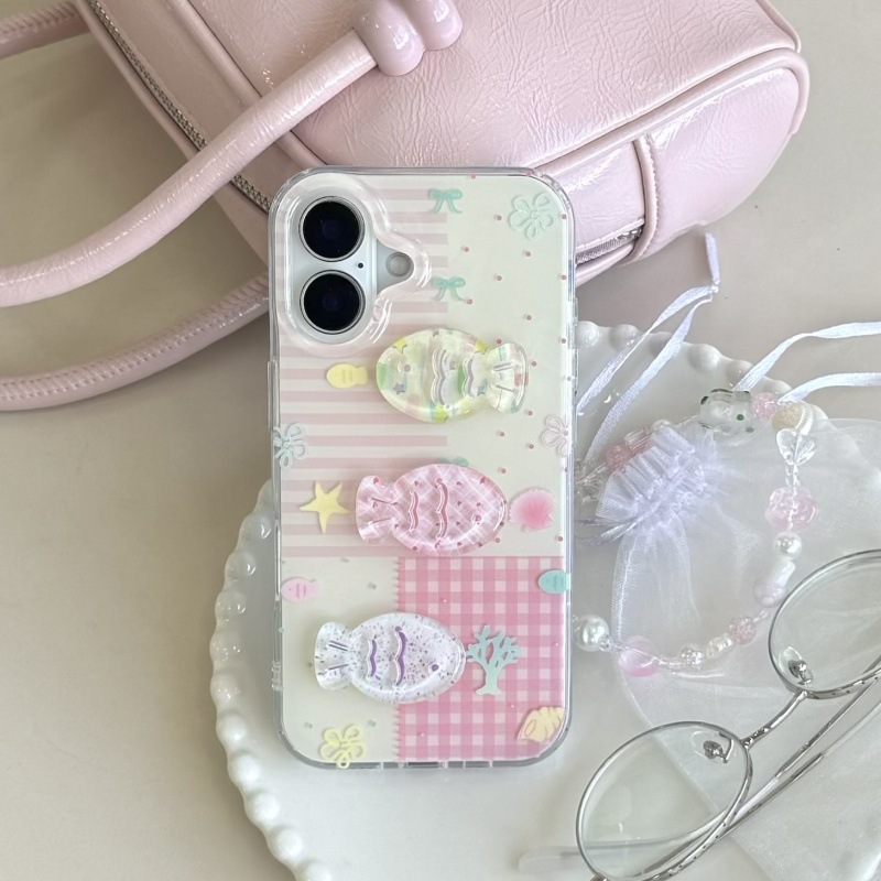 Flores tridimensionales de niña pequeña y fresca para Apple 16ProMax funda para teléfono móvil 15Pro empalme 14/13 cadena 15