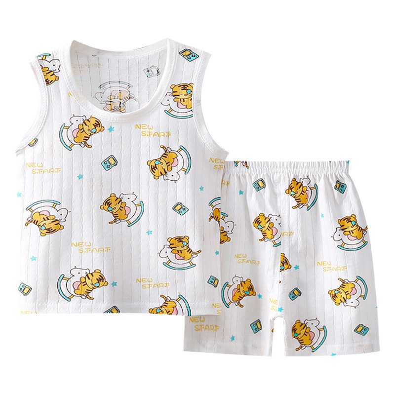 2024 nuevos niños chaleco traje de verano algodón niños sin mangas niñas pantalones cortos ropa de algodón traje de bebé