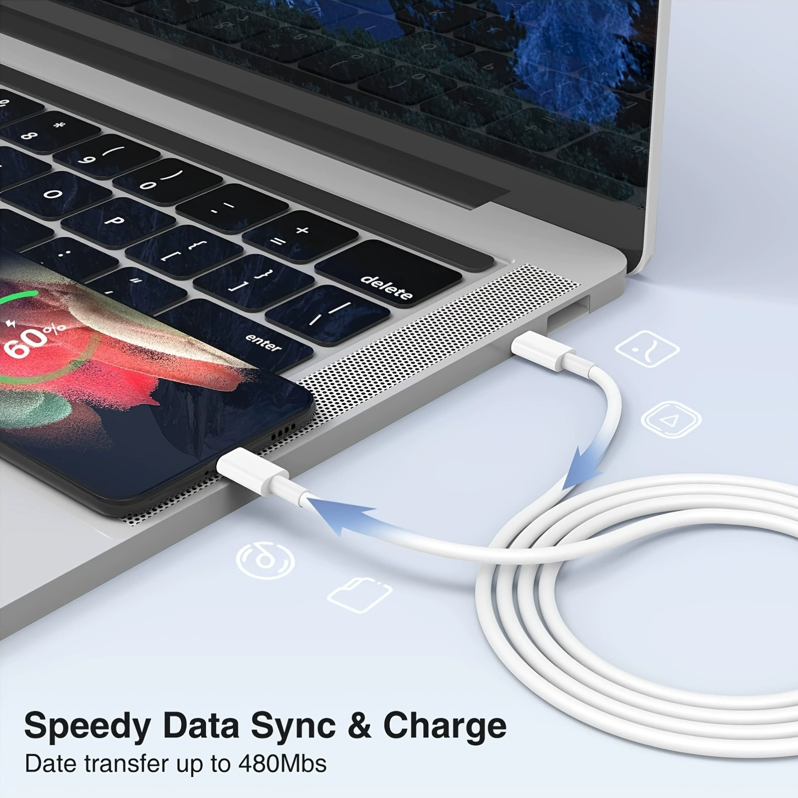 3 шт. кабель USB-C на USB-C 1 м, 60 Вт