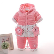 女童裝冬裝加絨加厚套裝3-6個月5女寶寶嬰兒衣小孩外出服棉衣套裝