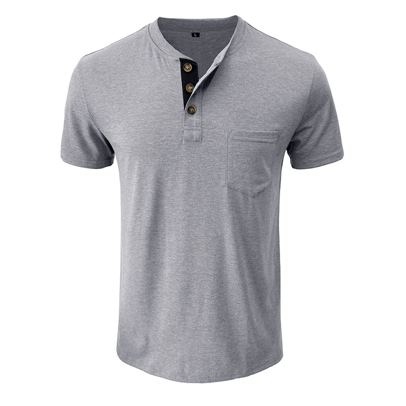 T-shirt henley uomo maniche corte top casual estivo girocollo_voghion.com