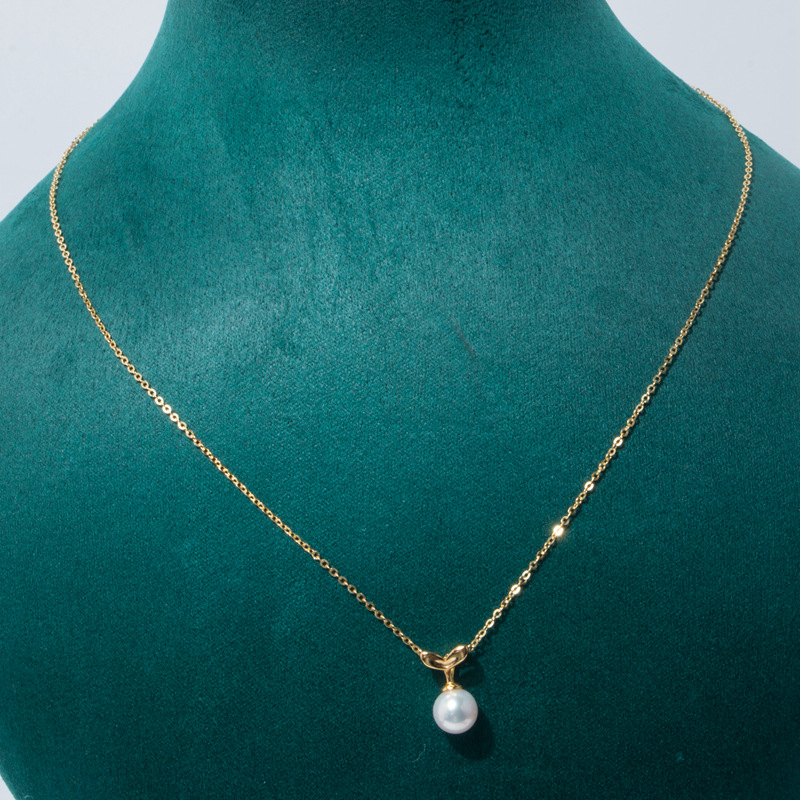 简约可爱风小草珍珠耳钉项链套装