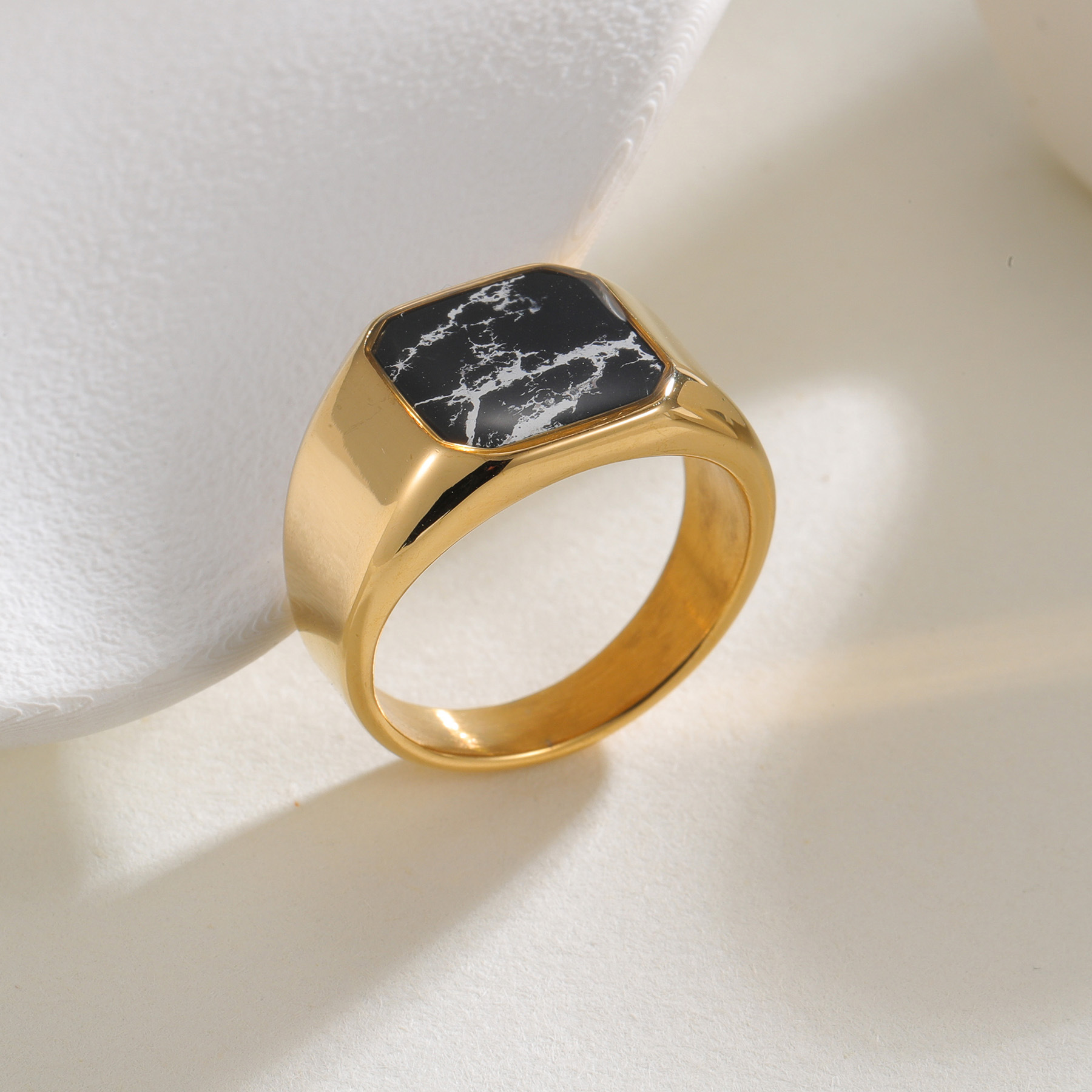 Geometric Pattern Retro Classic Style Geometric Titanium Steel Plating Men's Rings Men Signet Rings