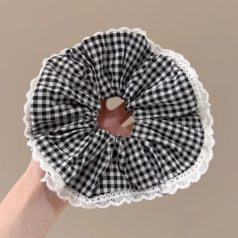 Corbata de pelo de intestino de lunares de crema grande coreana, gomas de goma de cola de caballo suaves para mujer, accesorios para el cabello de bola, accesorios para el cabello, cuerda para la cabeza