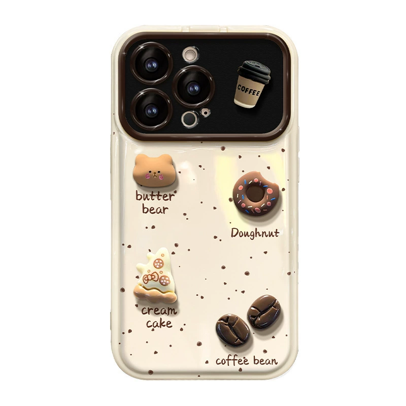Яблоко, кукла кофе, совместимый подвес, iPhone 14, чехол для телефона, складное зеркало, iphone, 15promax, защитa от падения