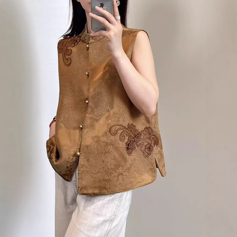 南油女装2025秋款新中式设计百搭马夹上衣显瘦减龄时尚马甲不退换|undefined