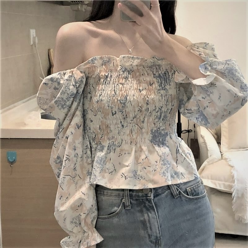 Plus Size Floral Splicing Knitwear for Women Spring and Summer Design French Square Collar Short Fairy Top for Fat Girls to Cover Their Belly