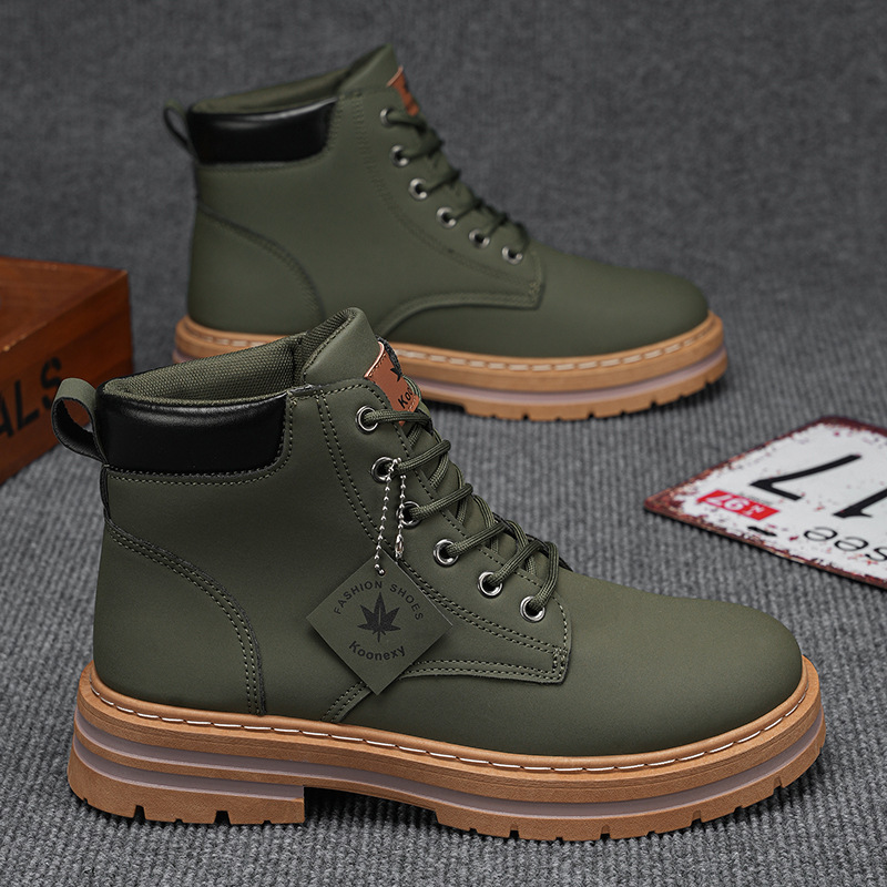 Cross-Border Large Size Boots for Men 2024 New British Retro Motorcycle Leather Waterproof Men's High-Top Workwear Trendy Boots