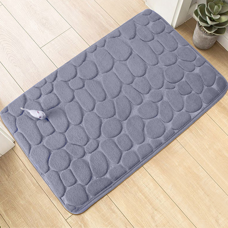 EW foot pad coral velvet floor mat embossed stone household memory cotton embroidery bathroom thickening absorbent floor mat door mat